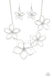 Flower Garden Fashionista - Silver Wire Twists into Blossoms Short Necklace