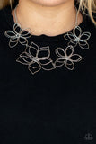 Flower Garden Fashionista - Silver Wire Twists into Blossoms Short Necklace