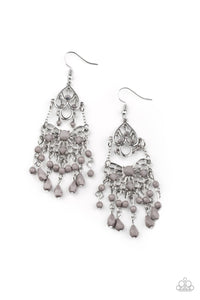 Glass Slipper Glamour - Silver Frilly Frames Sleet Beads Fishhook Earrings