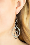 Industrial Artifact - Black/Gunmetal Hammered Hoops and Rings Fishhook Earrings