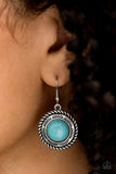 Natural Born Nomad - Blue/Turquoise Stone Silver Frame Fishhook Earrings - FF Earings