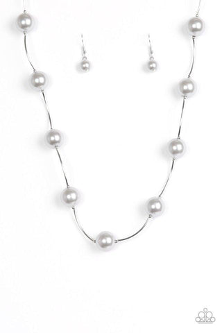 Perfectly Polished - Silver Oversized Pearls Short Necklace