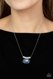 Pristinely Prestigious - Blue Oval Gem White rhinestones Short Necklace