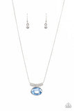 Pristinely Prestigious - Blue Oval Gem White rhinestones Short Necklace