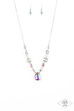 Royal Rendezvous - Multi Iridescent Oil Spill Rhinestones Drip Short Necklace