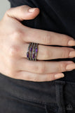 Royal Reflections - Purple Rhinestones Gunmetal Wide Band Ring