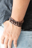 Rustle Up - Black - Brown Leather Weaves Braided Urban Snap Wrap Bracelet