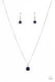 Undeniably Demure - Blue Glittery Rhinestone Short Necklace