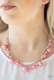 Uptown Pearls - Brown - Orange Oversized Pearls Leafy Silver Fittings Short Necklace