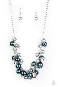 Uptown Upgrade - Multi, Blue and Silver Pearly Beads and Sleet Beads Short Necklace