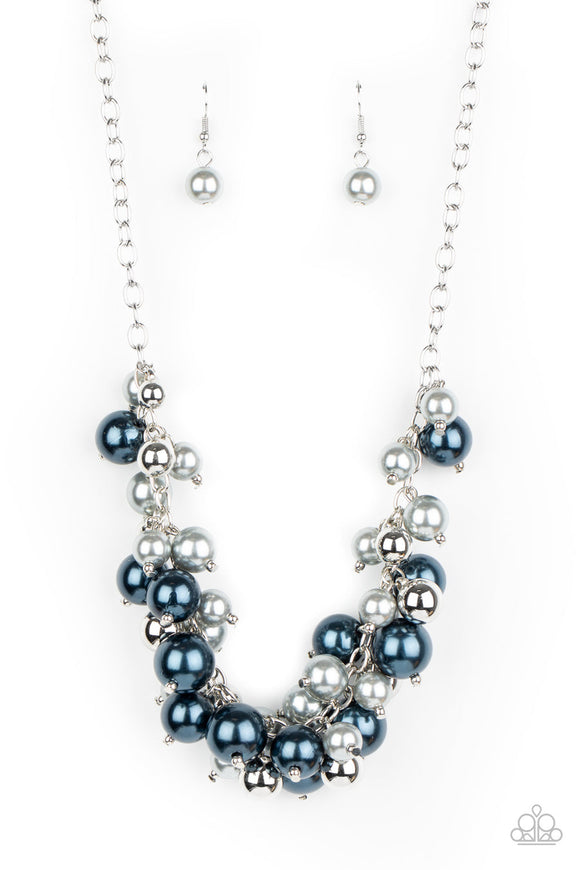 Uptown Upgrade - Multi, Blue and Silver Pearly Beads and Sleet Beads Short Necklace