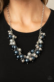 Uptown Upgrade - Multi, Blue and Silver Pearly Beads and Sleet Beads Short Necklace