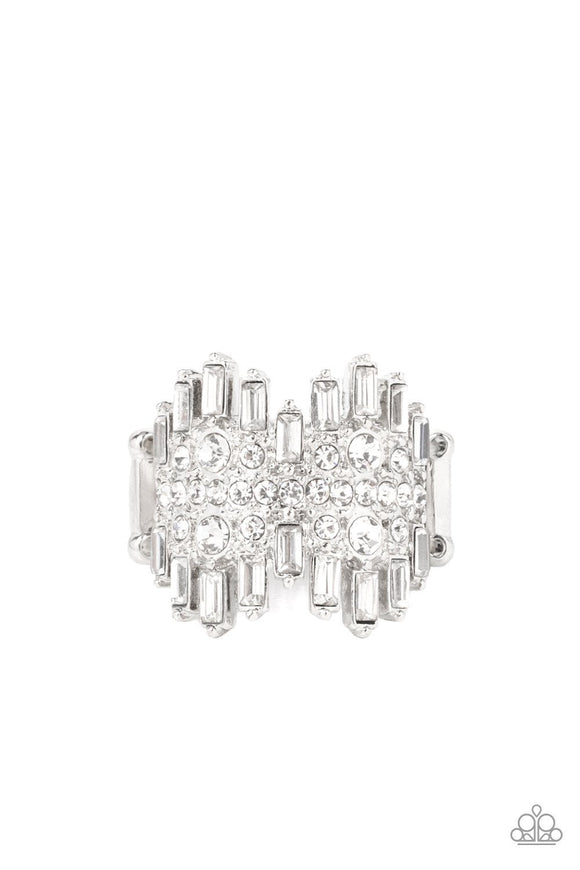 Urban Empire - White Rhinestones Wide Band Ring