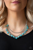 Wait and Sea - Blue Glassy Beads Short Necklace