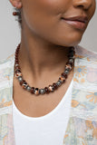 Warped Whimsicality - Brown Spotted Ceramic-Like Beads Short Necklace