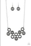 What's Your Star Sign - Yellow - White Iridescent Gems Centered in a Silver Starry Centerpiece Short Necklace