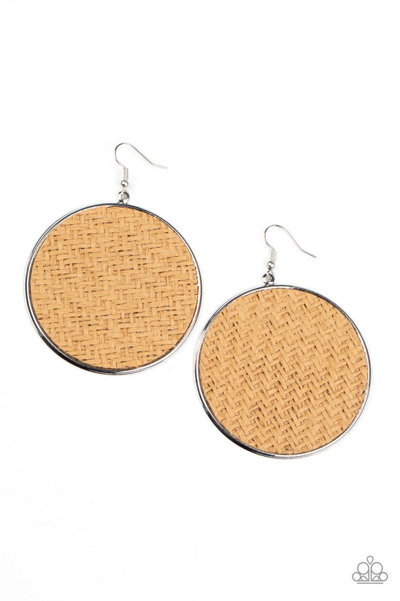 Wonderfully Woven - Brown Twine-Like Cording Fishhook Earrings