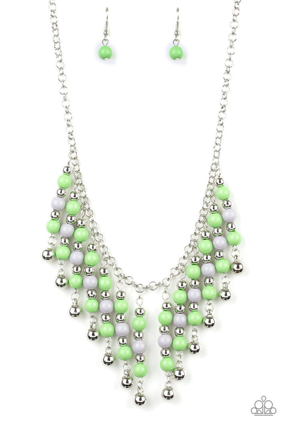 Your Sundaes Best - Green Beads Fringe Short Necklace