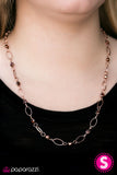 Best of the Classics - Copper Links Brown Rhinestones Short Necklace