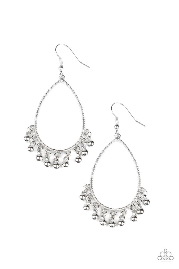 Country Charm - Silver Beads Teardrop Frame Fishhook Earrings