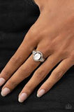 Dazzling I Do's - White Oval Gem Thin Band Ring Fashion Fix Exclusive