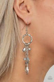 Glammed Up Goddess - Silver Chains White Crystal-Like Beads Fishhook Earrings