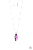 Stellar Sophistication - Purple - Pink Teardrop Gem Long Necklace