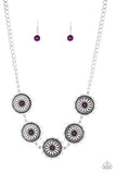 Me-dallions, Myself, and I - Black - Blue - Purple Beads Floral Frame Short Necklace