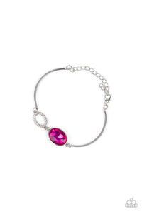 Glamorous Glow - Pink Oval Gem Clasp Bracelet