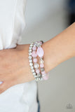 Ethereal Etiquette - Pink Cloudy Beads White Rhinestones Stretchy Bracelet