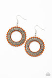 Rural Ripple - Orange/Almond Beads Around A Hoop Fishhook Earrings