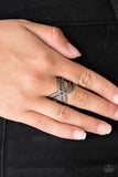 Infinite Fashion - Gold - Black/Gunmetal Bars Criss-Cross Wide Band Ring