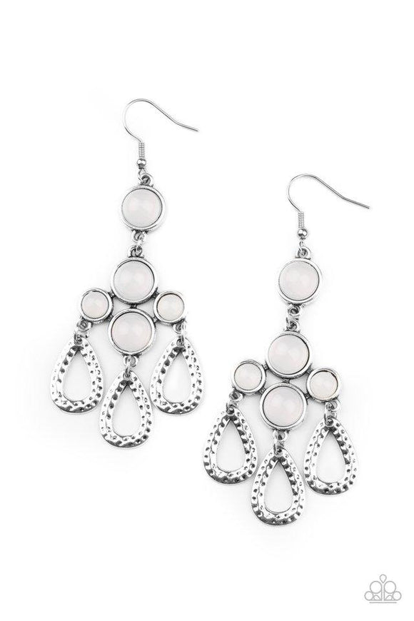 Mediterraneam Magic - White Bubbly Opalescent Beads Fishhook Earrings