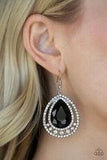 Millionaire Debonair - Black Teardrop Rhinestone White Rhinestones Fishhook Earrings