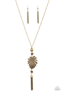 Palm Promenade - Silver - Brass Leaf Long Necklace