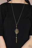 Palm Promenade - Silver - Brass Leaf Long Necklace