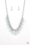 Party Time - Blue - Pink Pearls Silver airy Hoops Short Necklace