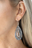 Plains Pathfinder - Copper - Silver Hammered Teardrops Link Together Fishhook Earrings