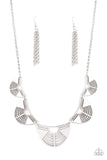 Record-Breaking Radiance - Silver Airy Crescent Shapes Short Necklace