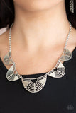 Record-Breaking Radiance - Silver Airy Crescent Shapes Short Necklace