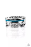 Rich Rogue - Red - Blue Strip White Rhinestones Wide Band Ring