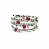 Sparkle Showdown - Red - Pink - Purple - Black with White Rhinestones Wide Band Ring