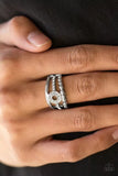 Cost of Living - White Rhinestones Encrusted Band Wide Band Ring