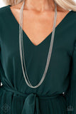 Sleek and Destroy - Silver Chains White Rhinestones Long Necklace Fashion Fix Necklace