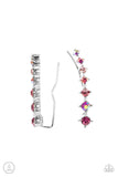 Starlight Show - Blue - Pink Iridescent Dainty Rhinestones Post Ear Crawlers