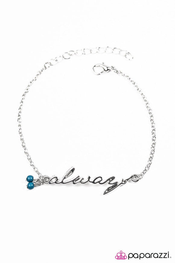 This I Promise You - Blue Beads Silver Charm Spelling 