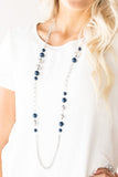 Uptown Talker - Green - White - Blue Pearly Beads Long Necklace