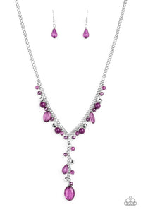 Crystal Couture - Purple Mismatched Crystal-Like Beads Short Necklace