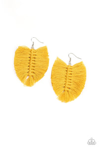 Knotted Native - Yellow and Orange Tassel Fringe Fishhook Earrings