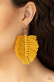 Knotted Native - Yellow and Orange Tassel Fringe Fishhook Earrings